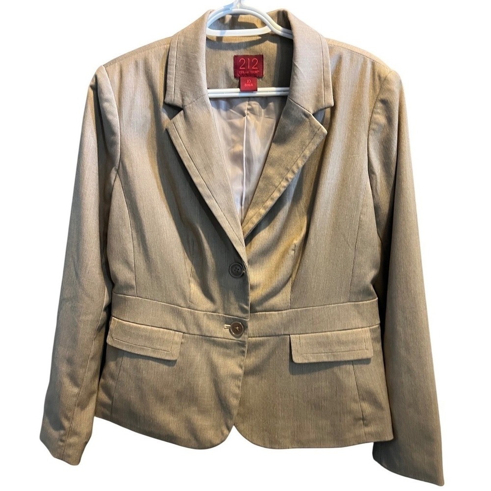 212 Collection Womens Tan Two Button Blazer Jacket Size 10 Professional Office
